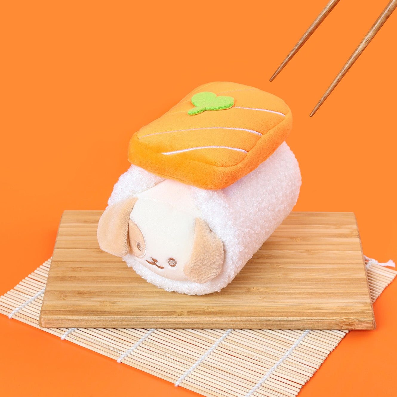 Salmon Sushi Puppiroll Small Outfitz Plush