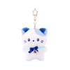 Miniz Kittiroll Starlight Collection plush charm keychain — white and navy blue cat with gold star charm and star-shaped gold clip