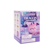 Anirollz Dragon Treasure surprise blind box front — pink cat dragon plush keychain packaging