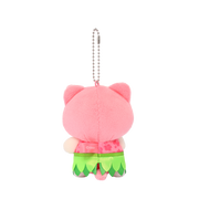Back view of Hakwii Kittiroll Hula Miniz plush charm showing pink plush body 