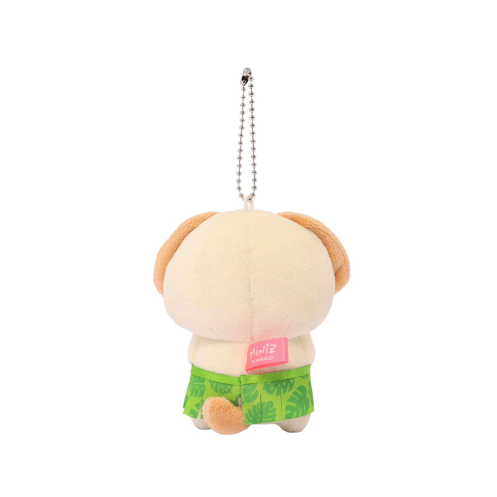 Back view of Hawaii Puppiroll Ukulele Miniz plush charm showing cream plush body
