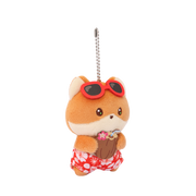 Foxiroll Beach Miniz plush keychain three-quarter front view showing sunglasses and coconut drink details