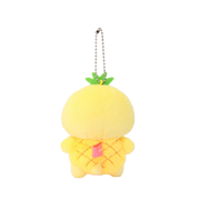 Back view of Hawaii Chickiroll Pineapple Miniz plush charm showing yellow quilted plush body