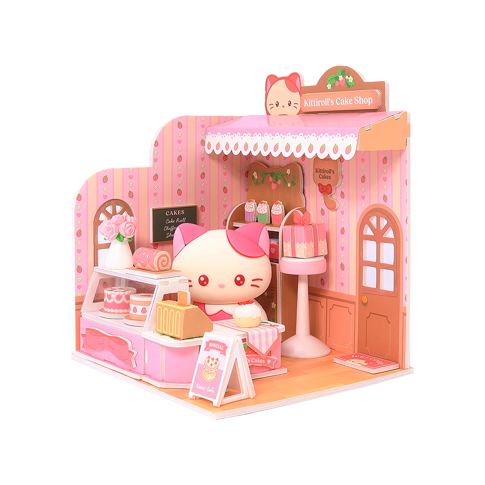 Kittiroll's Cake Shop Miniz by Anirollz DIY kit assembled miniature patisserie diorama with Kittiroll figure
