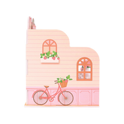 Kittiroll's Cake Shop Miniz by Anirollz DIY kit assembled miniature patisserie diorama side wall view