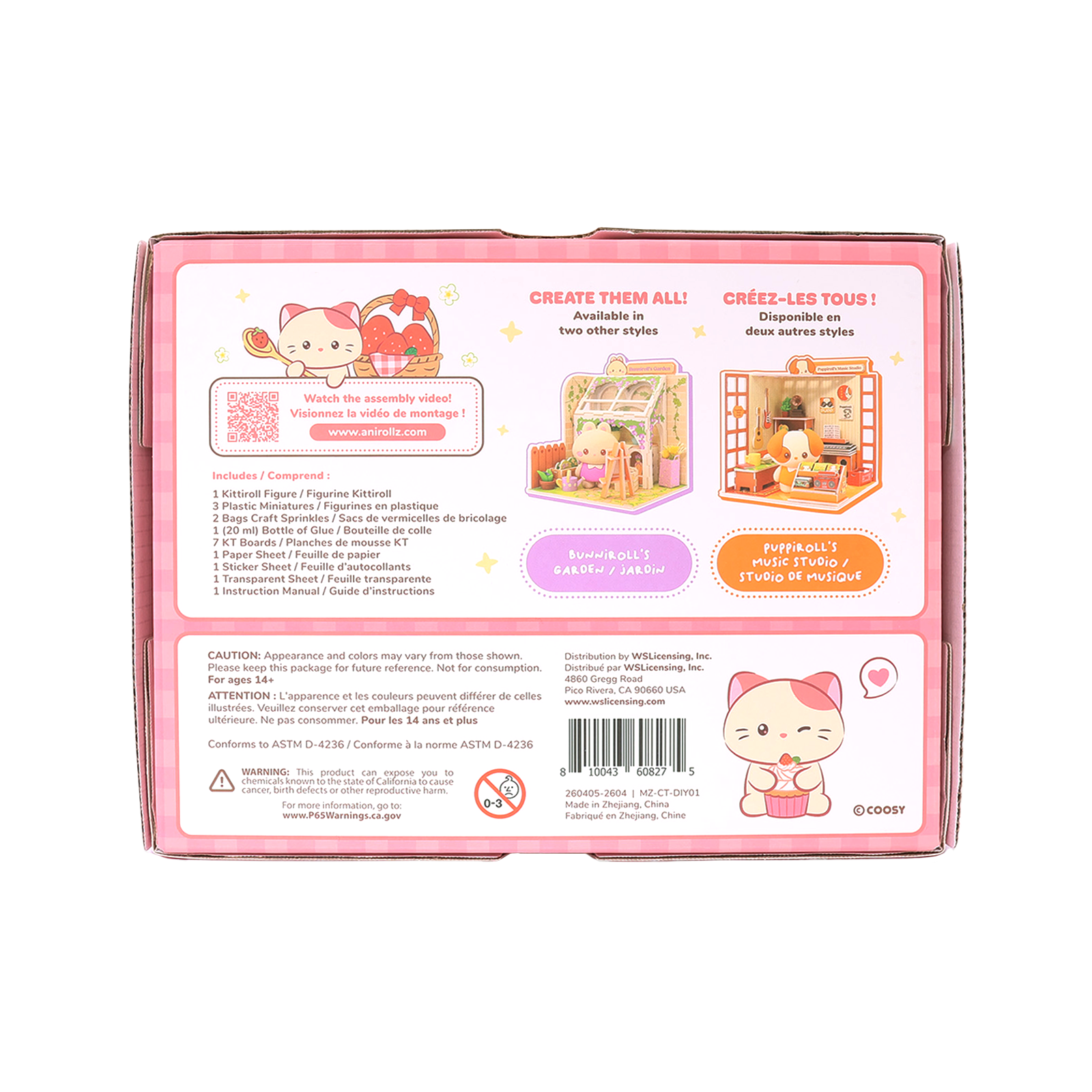 Kittiroll's Cake Shop Miniz by Anirollz DIY kit assembled miniature patisserie diorama packaging box back