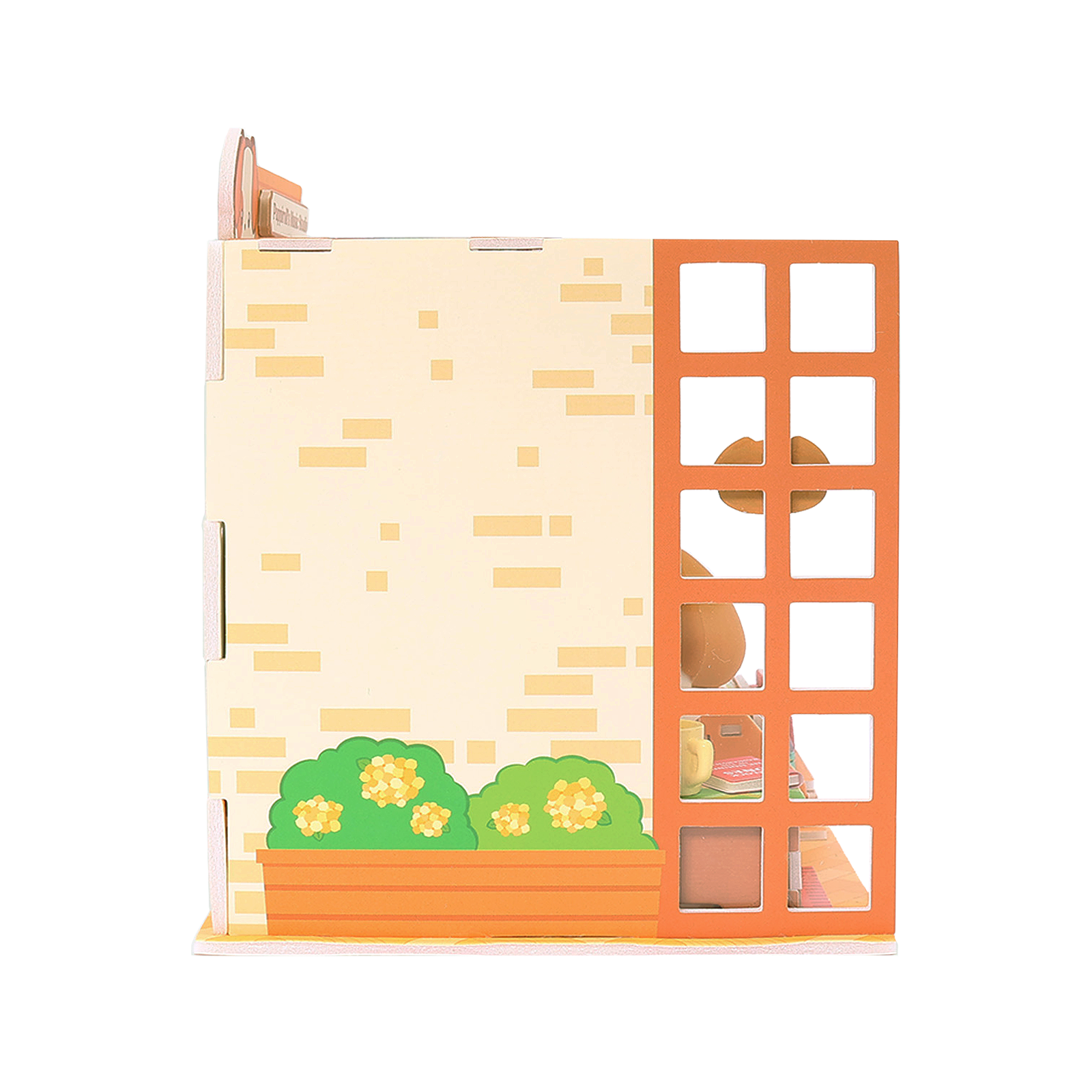 Puppiroll's Music Studio Miniz by Anirollz DIY kit assembled miniature retro studio diorama with Puppiroll figure side wall view