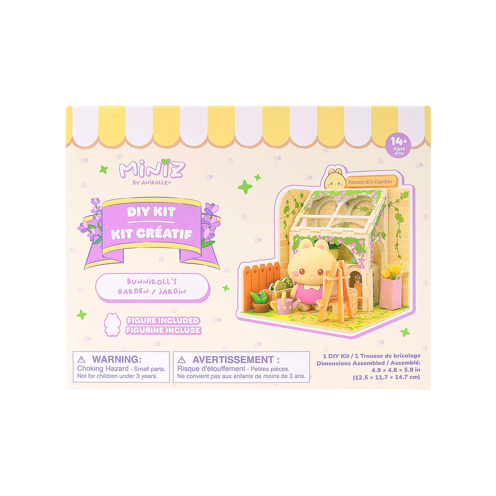 Bunniroll's Garden Miniz by Anirollz DIY kit assembled miniature greenhouse diorama with Bunniroll figure Packaging box front