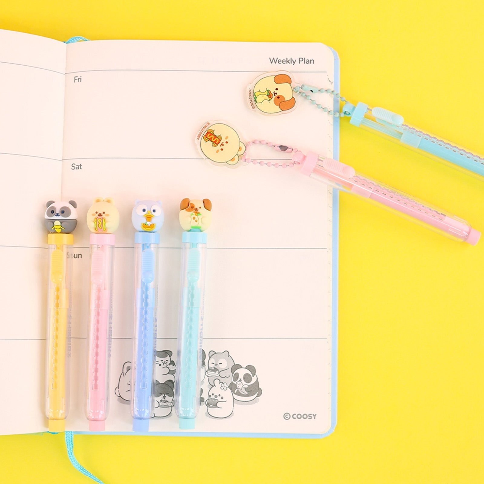 Pandaroll Slim Sliding Eraser Set
