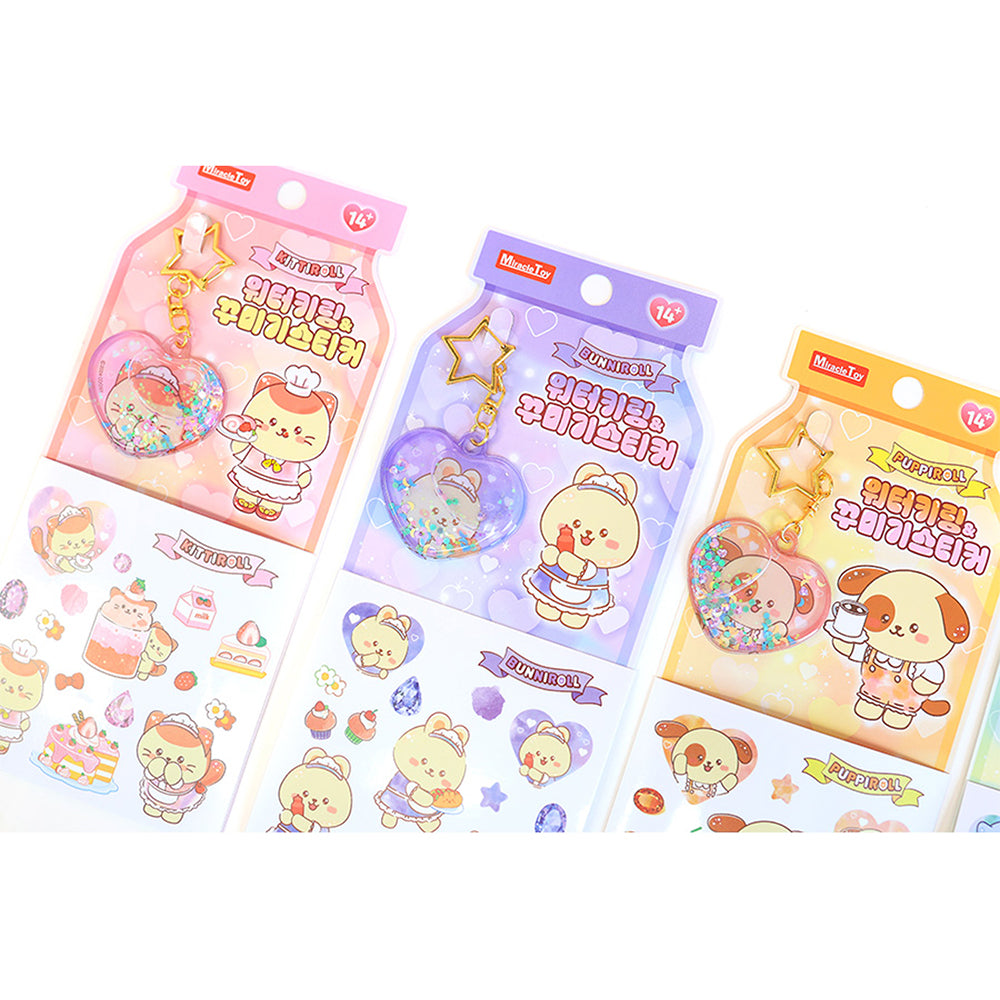 Bunniroll Water Keyring & Sticker Set