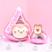 Pink Kisses Kittiroll Mini Plush Acrylic Keychain