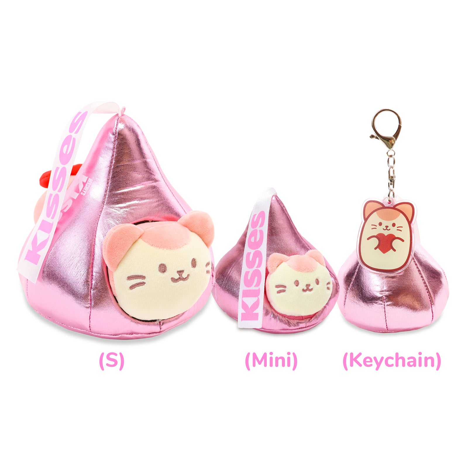 Pink Kisses Kittiroll Mini Plush Acrylic Keychain